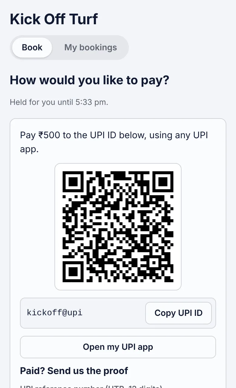 Phone screen: paying a deposit by UPI